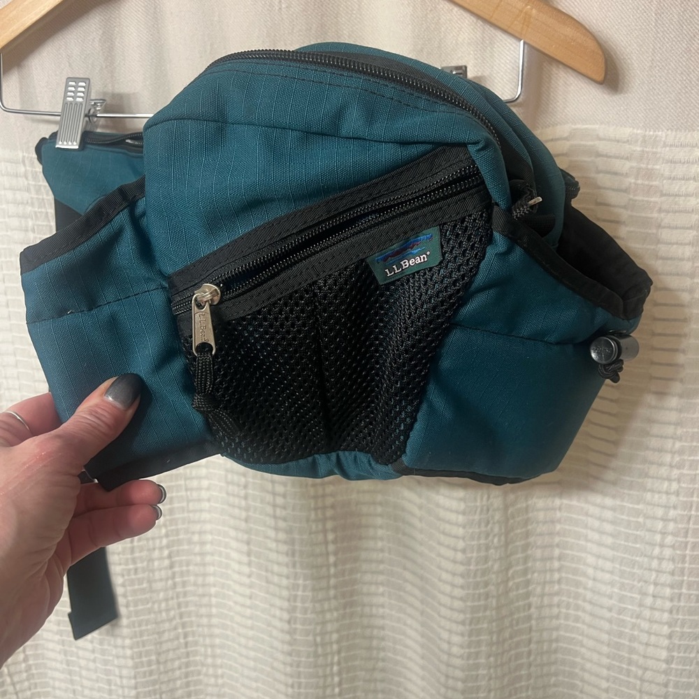 VTG L.L. Bean Fanny Pack Waist Belt Bag Nylon Hiking Pouch 2 Water Bottle Pocket